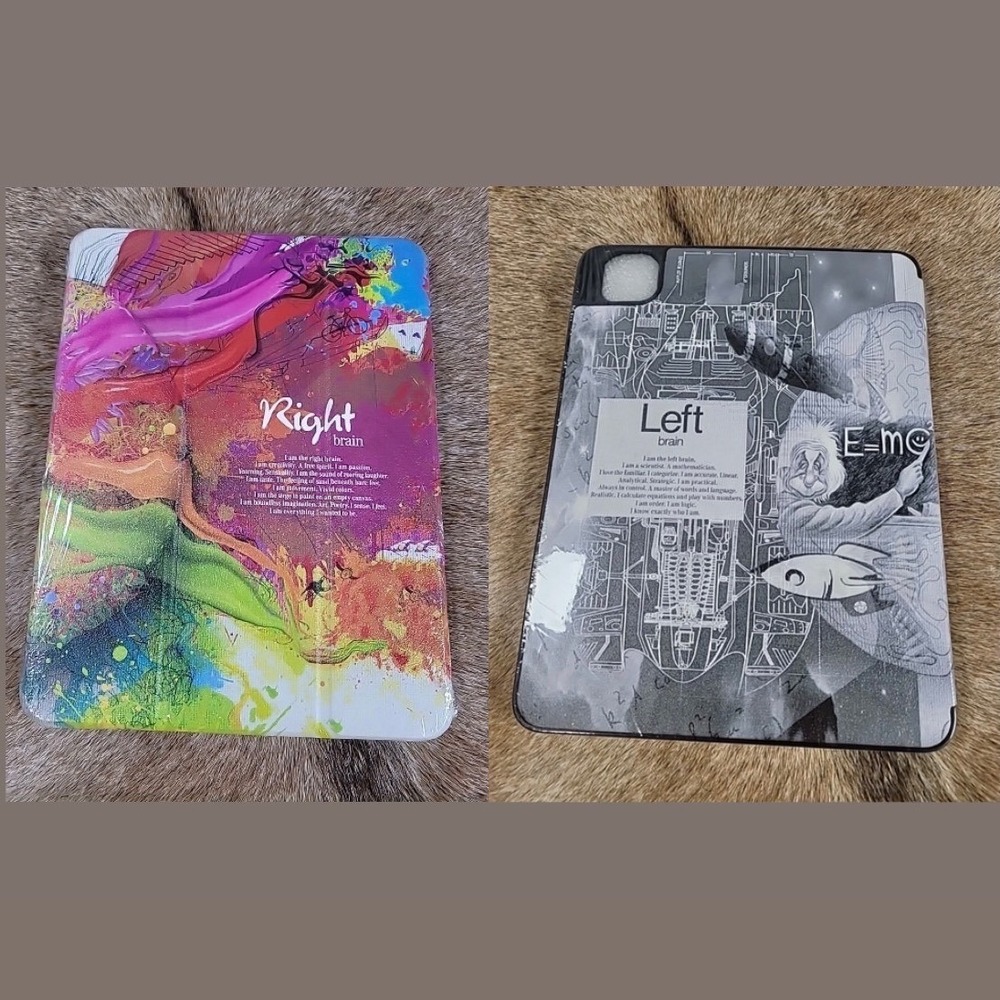 Right & Left Brain Art Design iPad Case Cover w/ Keyboard Folio Colorful Graphic